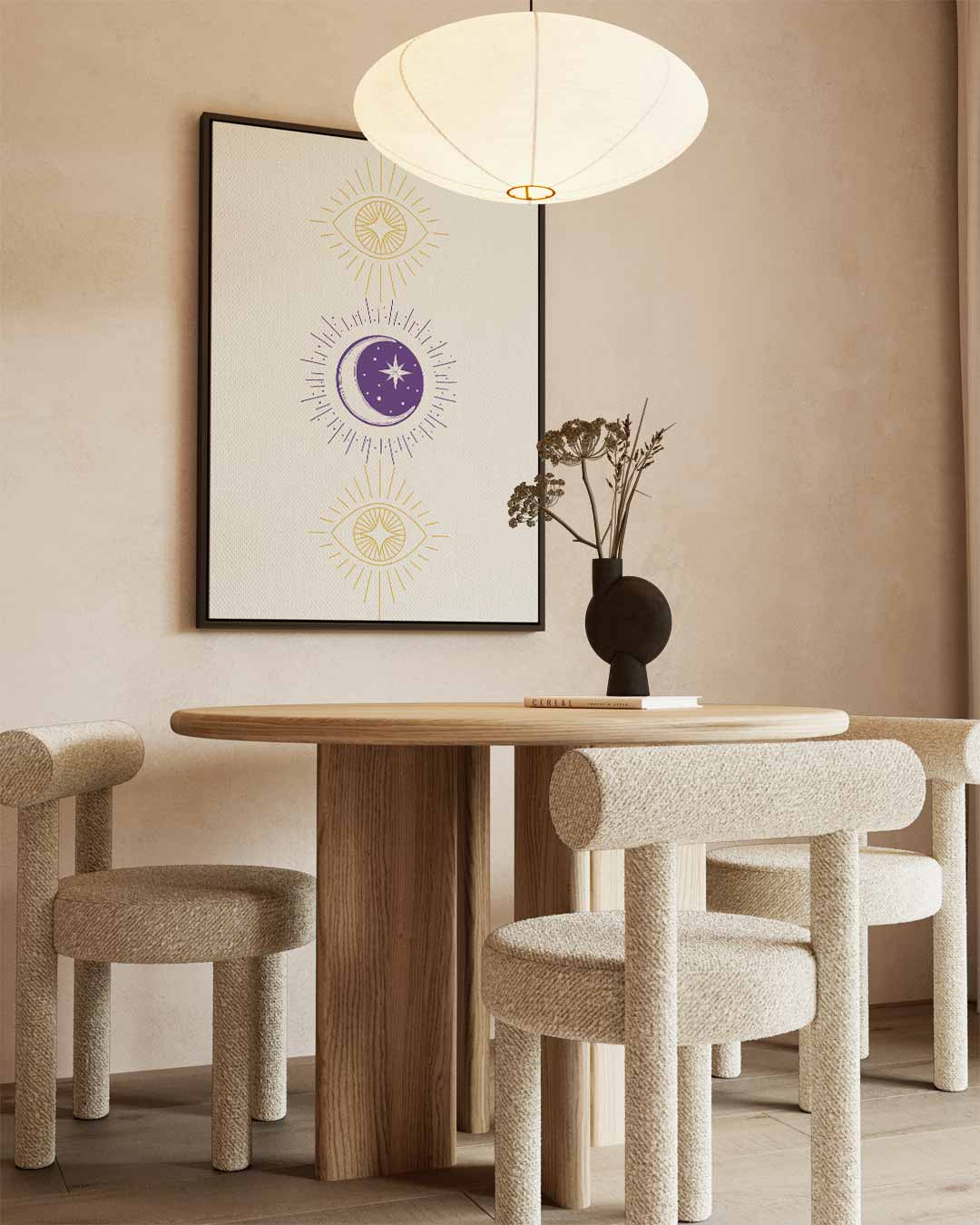 Mystieke Maan en Oog Illustratie Kunstwerk-canvas-dibond-plexiglas-wanddecoratie-WallArtistic