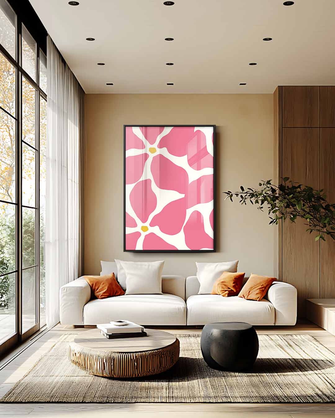 Bloemrijke Roze Reflecties Kunstwerk-canvas-dibond-plexiglas-wanddecoratie-WallArtistic