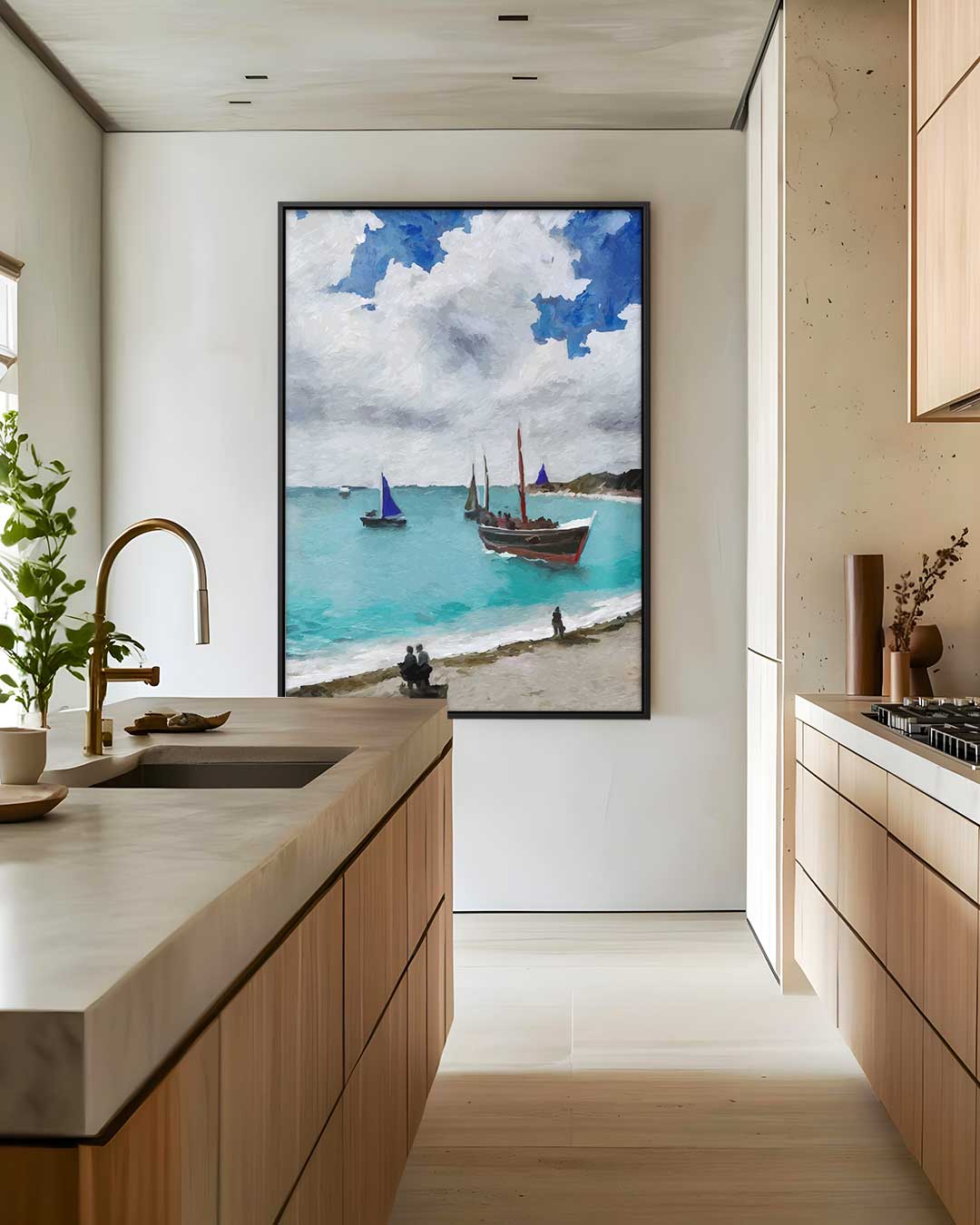 Zomerzeilen aan de Kust Kunstwerk-canvas-dibond-plexiglas-wanddecoratie-WallArtistic
