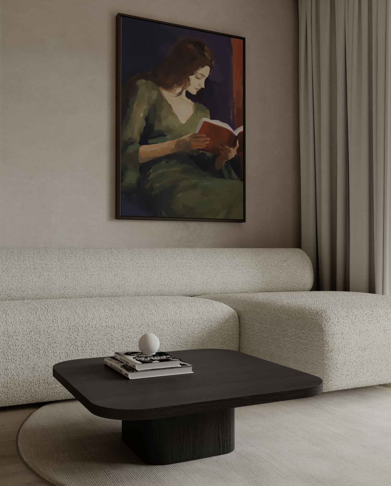 Lezend in Rust Kunstwerk-canvas-dibond-plexiglas-wanddecoratie-WallArtistic
