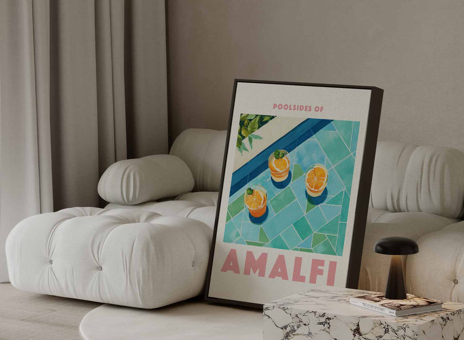 Poolside Genieten in Amalfi Kunstwerk-canvas-dibond-plexiglas-wanddecoratie-WallArtistic