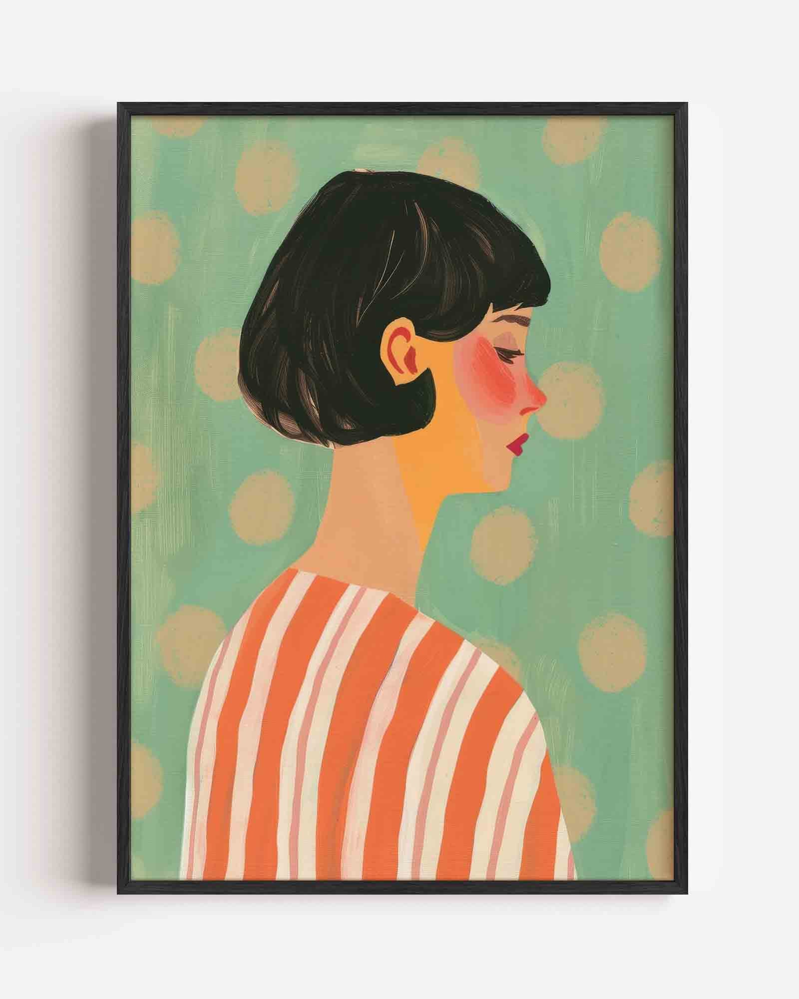 Portret met gestreepte kleding Poster
