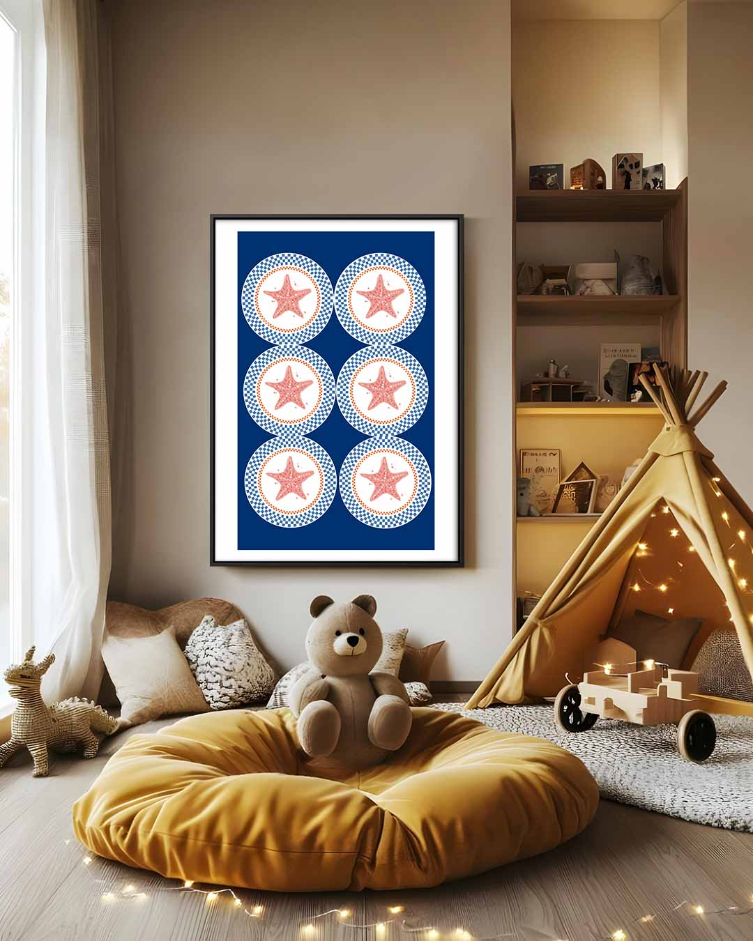 Zee Sterren Patroon Kunstwerk-canvas-dibond-plexiglas-wanddecoratie-WallArtistic