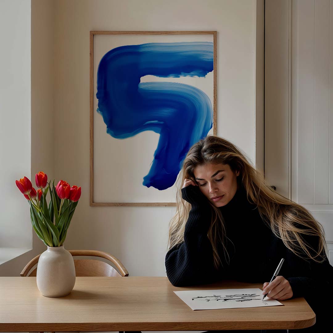 Abstracte Blauwe Stroom Poster-WallArtistic