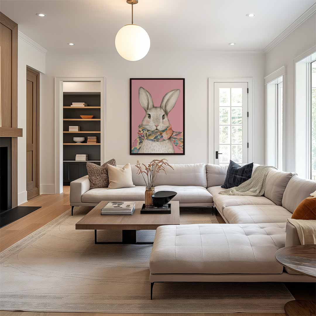 Stijlvolle Konijn Illustratie Kunstwerk-canvas-dibond-plexiglas-wanddecoratie-WallArtistic