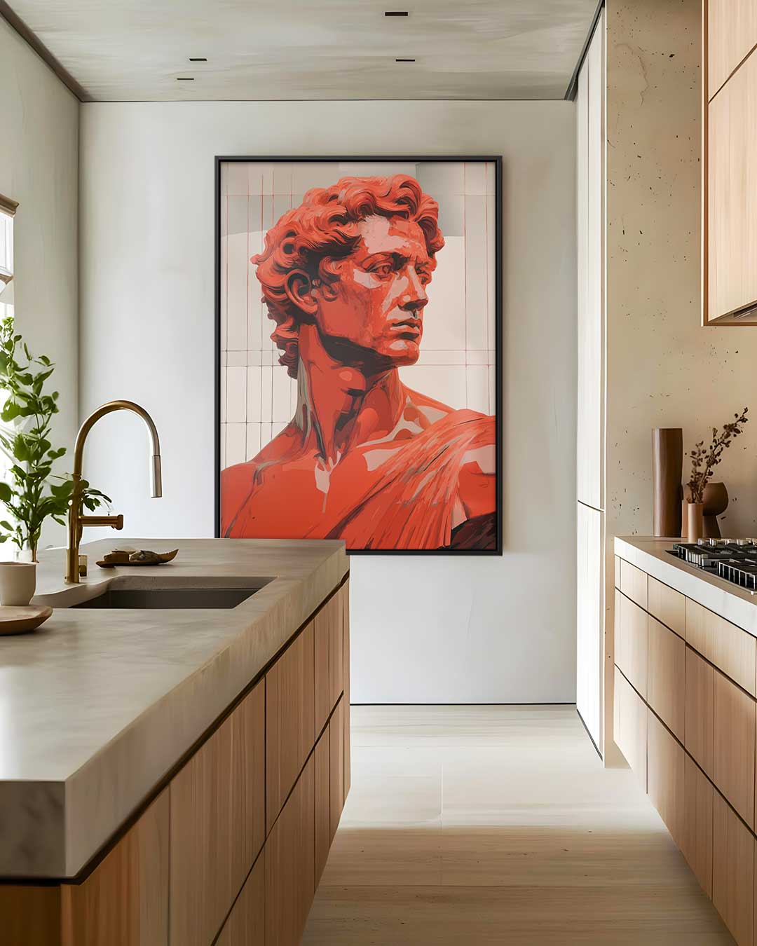 Rood Portret van David Kunstwerk-canvas-dibond-plexiglas-wanddecoratie-WallArtistic