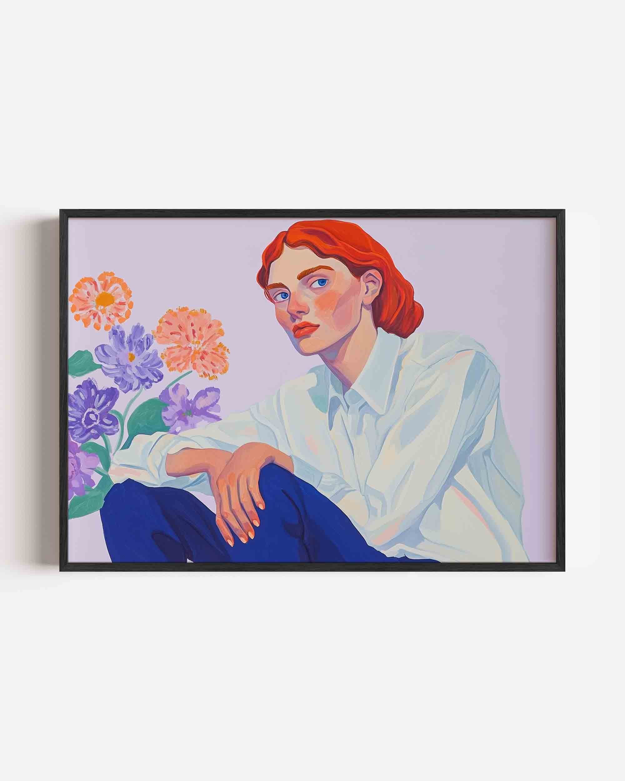 Vrouw met bloemen Poster