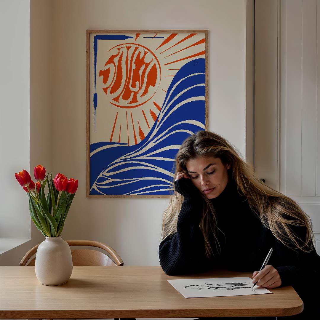 Zon en Golven Kunstposter-WallArtistic