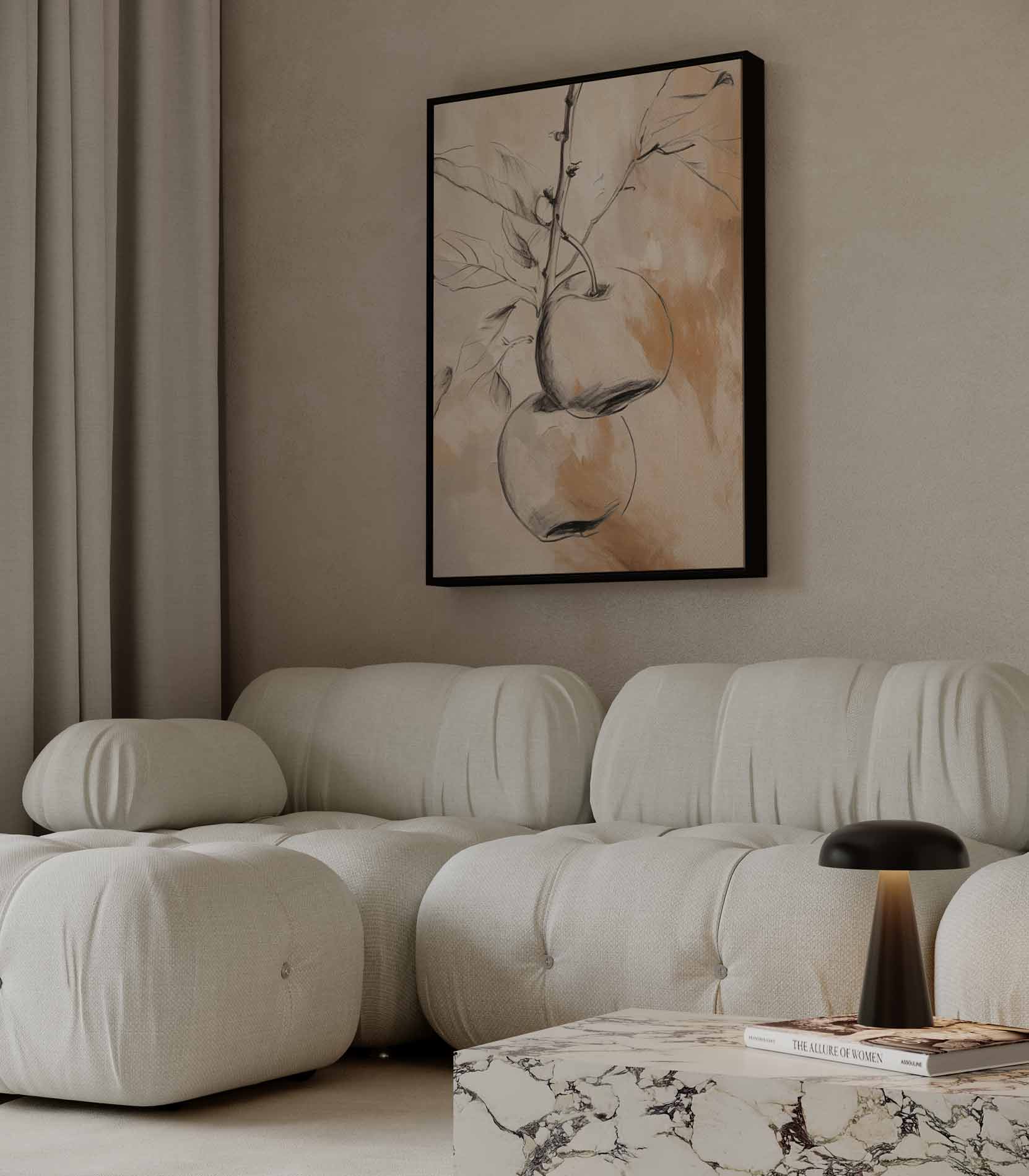 Sereen Aquarel van Rijpe Appels Kunstwerk-canvas-dibond-plexiglas-wanddecoratie-WallArtistic