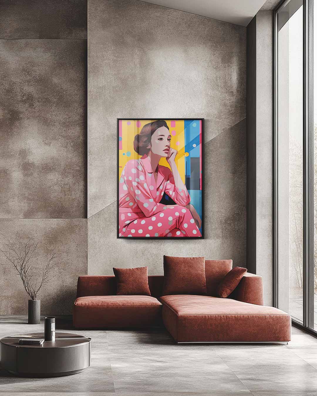 Vrolijke Reflectie in Roze Kunstwerk-canvas-dibond-plexiglas-wanddecoratie-WallArtistic