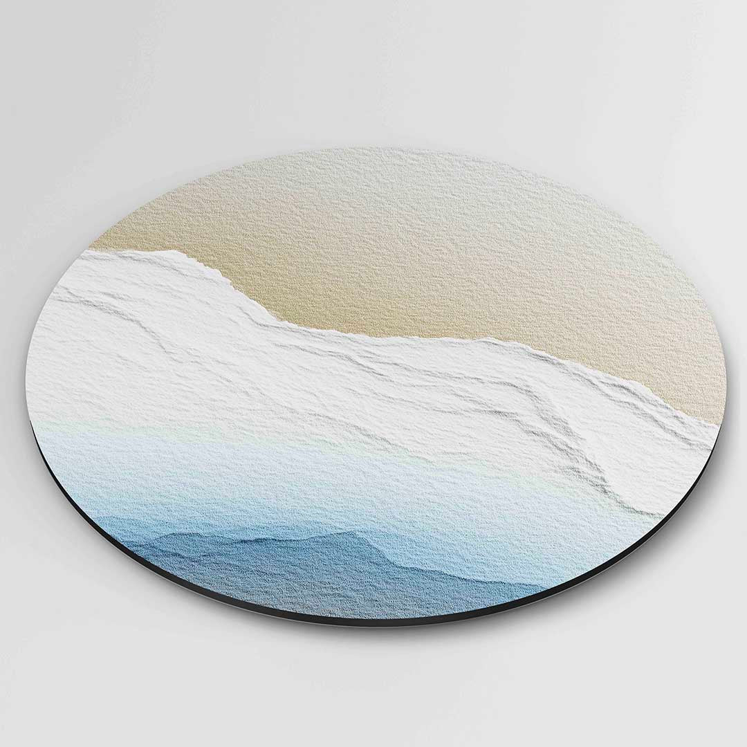 Landschap in blauw en beige Muurcirkel