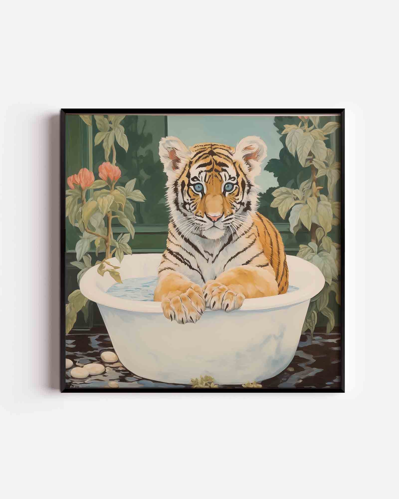 Tijger in bad Poster