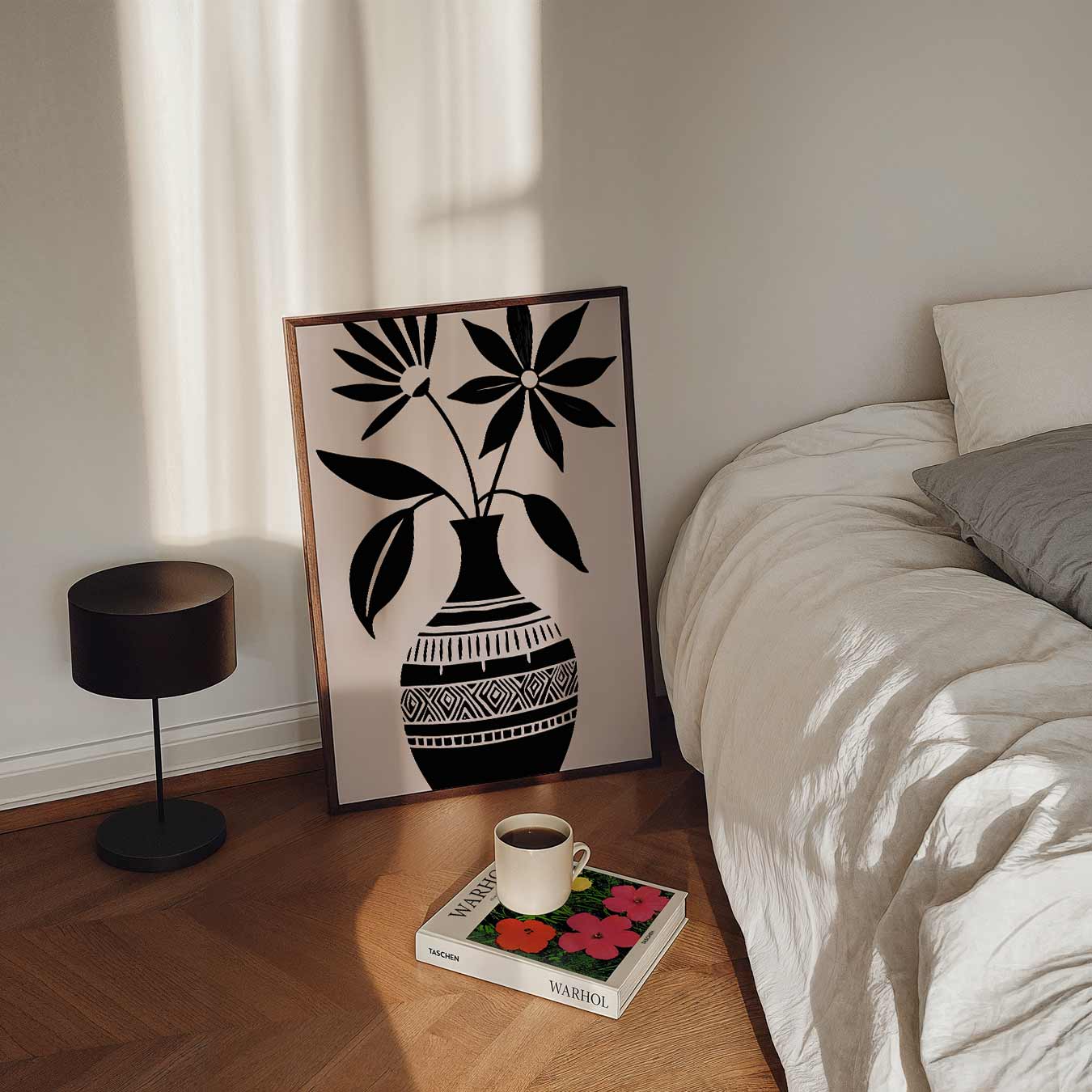 Bloemenvazen Silhouet Poster