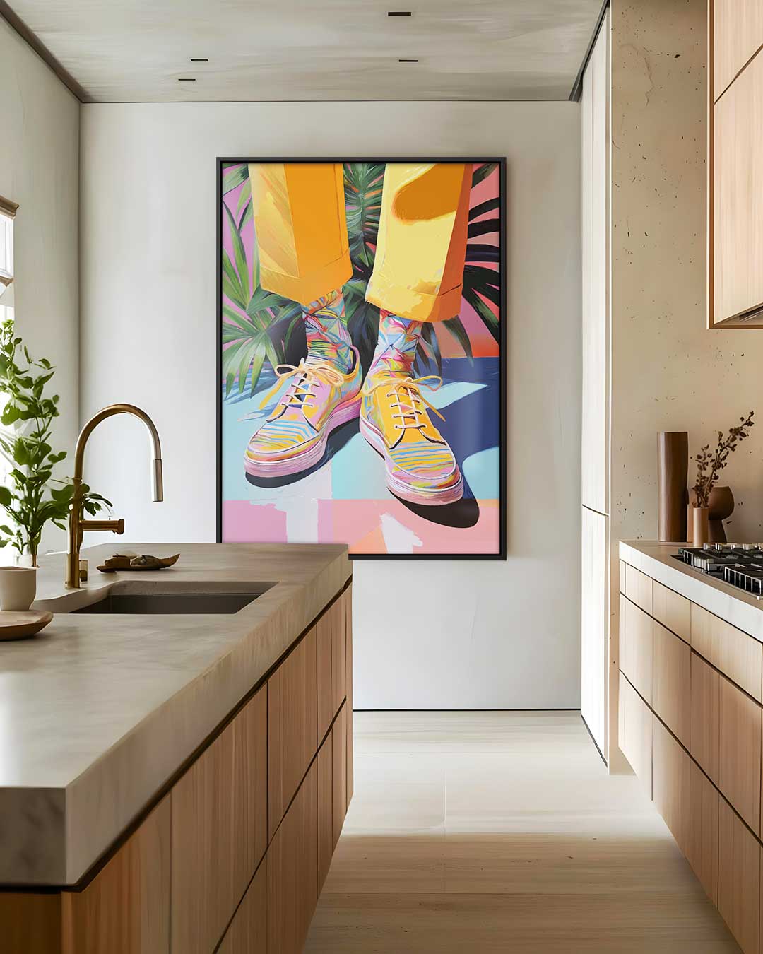 Kleurrijke Sneaker Vibes Kunstwerk-canvas-dibond-plexiglas-wanddecoratie-WallArtistic