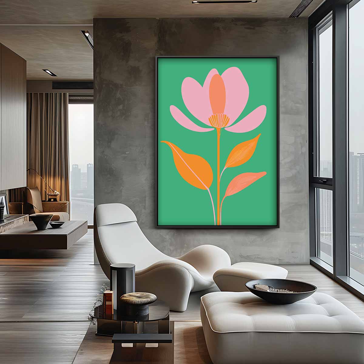 Vrolijke Bloem in de Wind Kunstwerk-canvas-dibond-plexiglas-wanddecoratie-WallArtistic