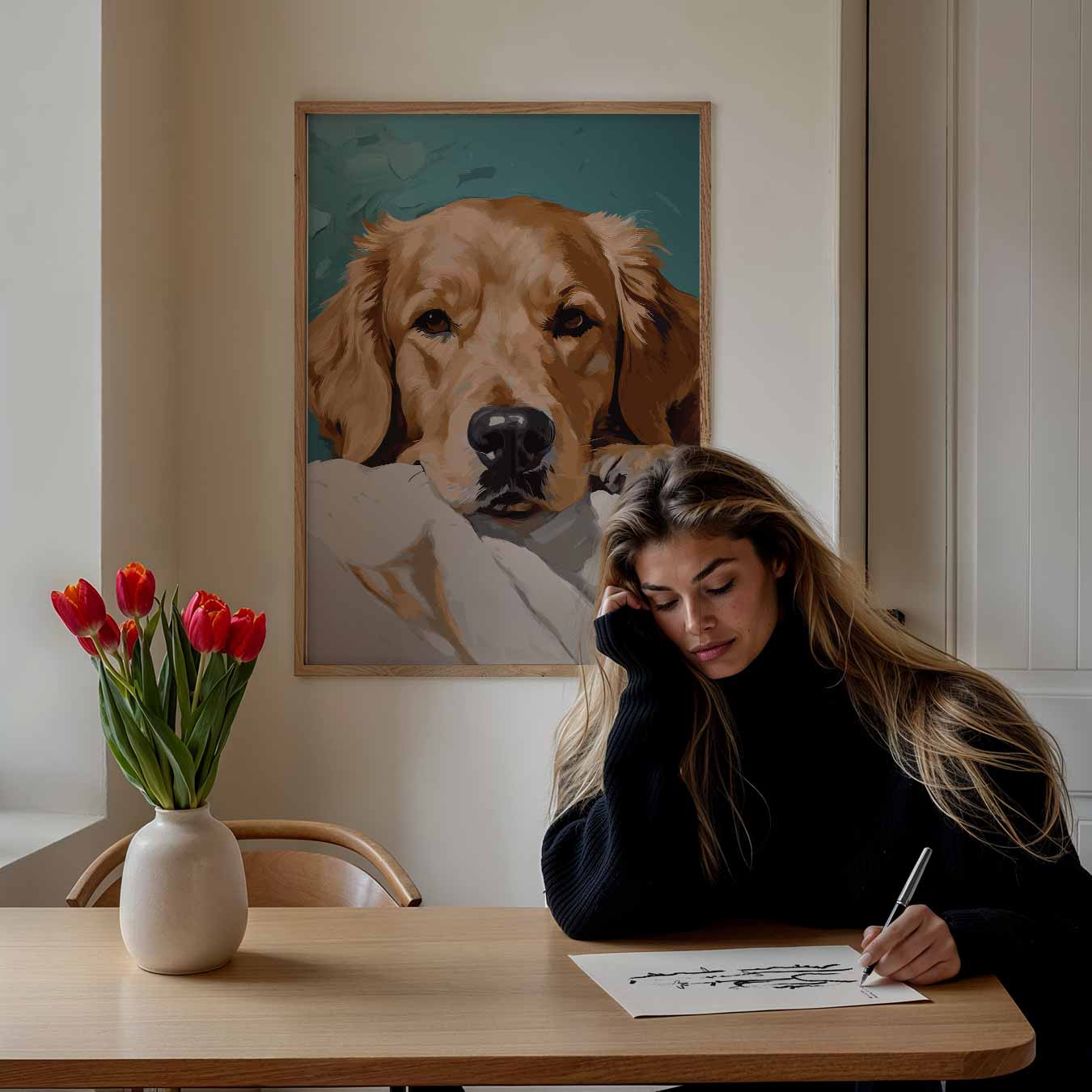 Slapende Golden Retriever Poster