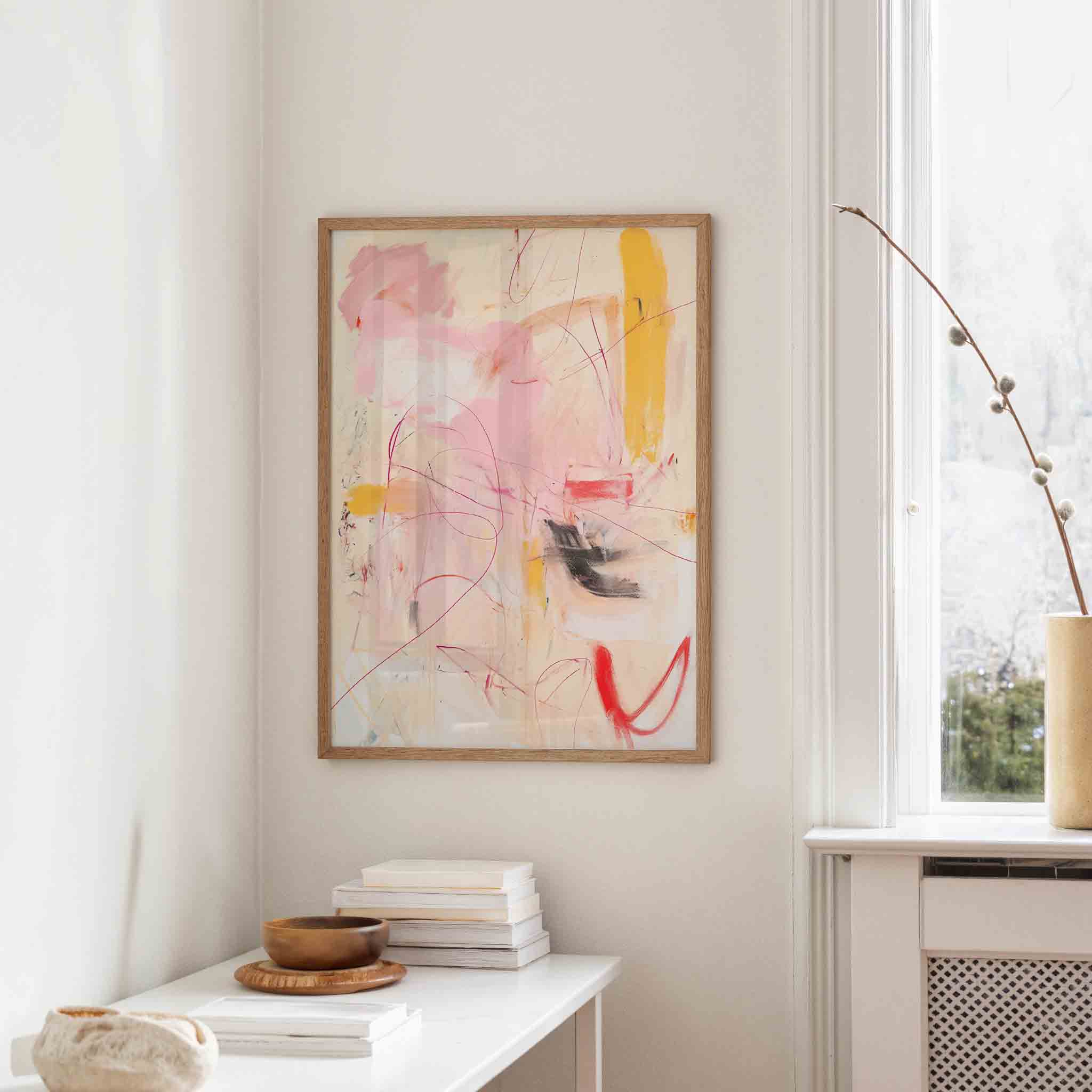 Abstracte roze en gele Poster