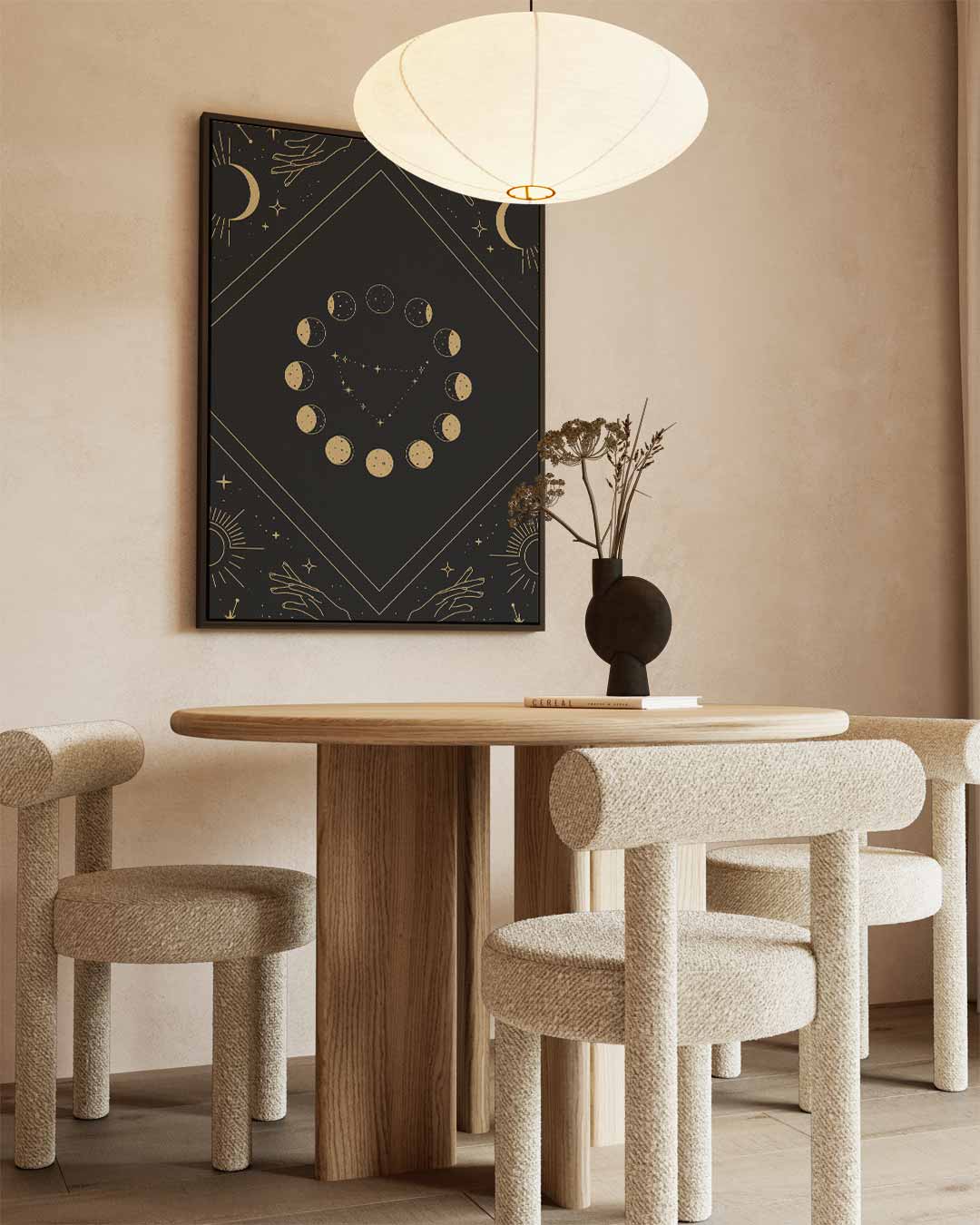 Maanfasen en Sterren Kunstwerk-canvas-dibond-plexiglas-wanddecoratie-WallArtistic