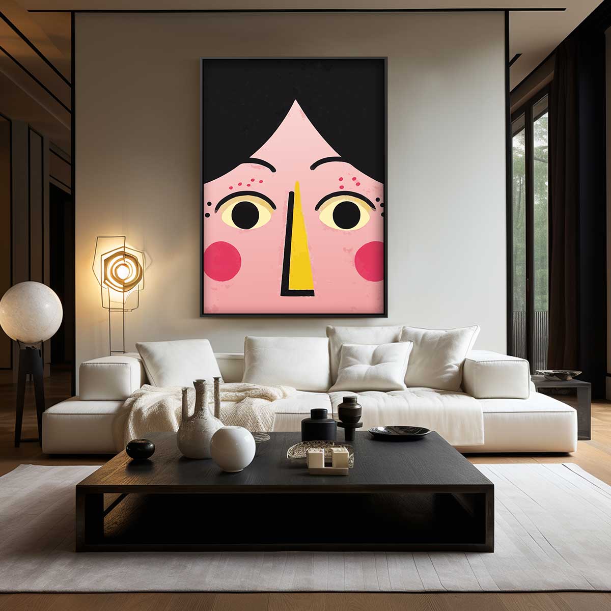 Vrolijk Gezicht Portret Kunstwerk-canvas-dibond-plexiglas-wanddecoratie-WallArtistic