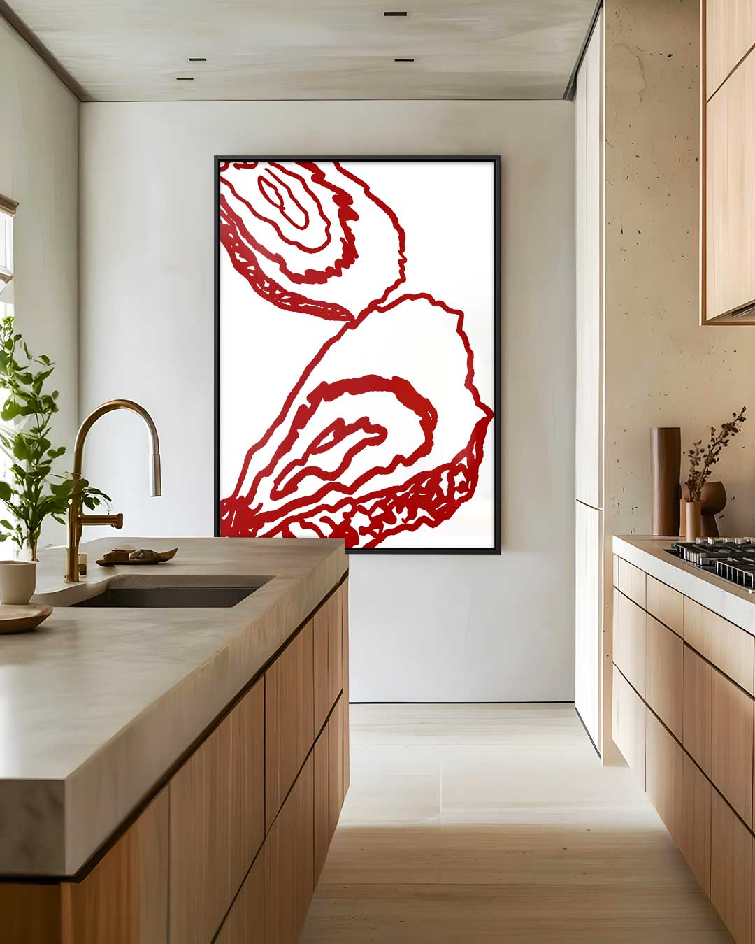 Abstracte Oesterlijnen Kunstwerk-canvas-dibond-plexiglas-wanddecoratie-WallArtistic