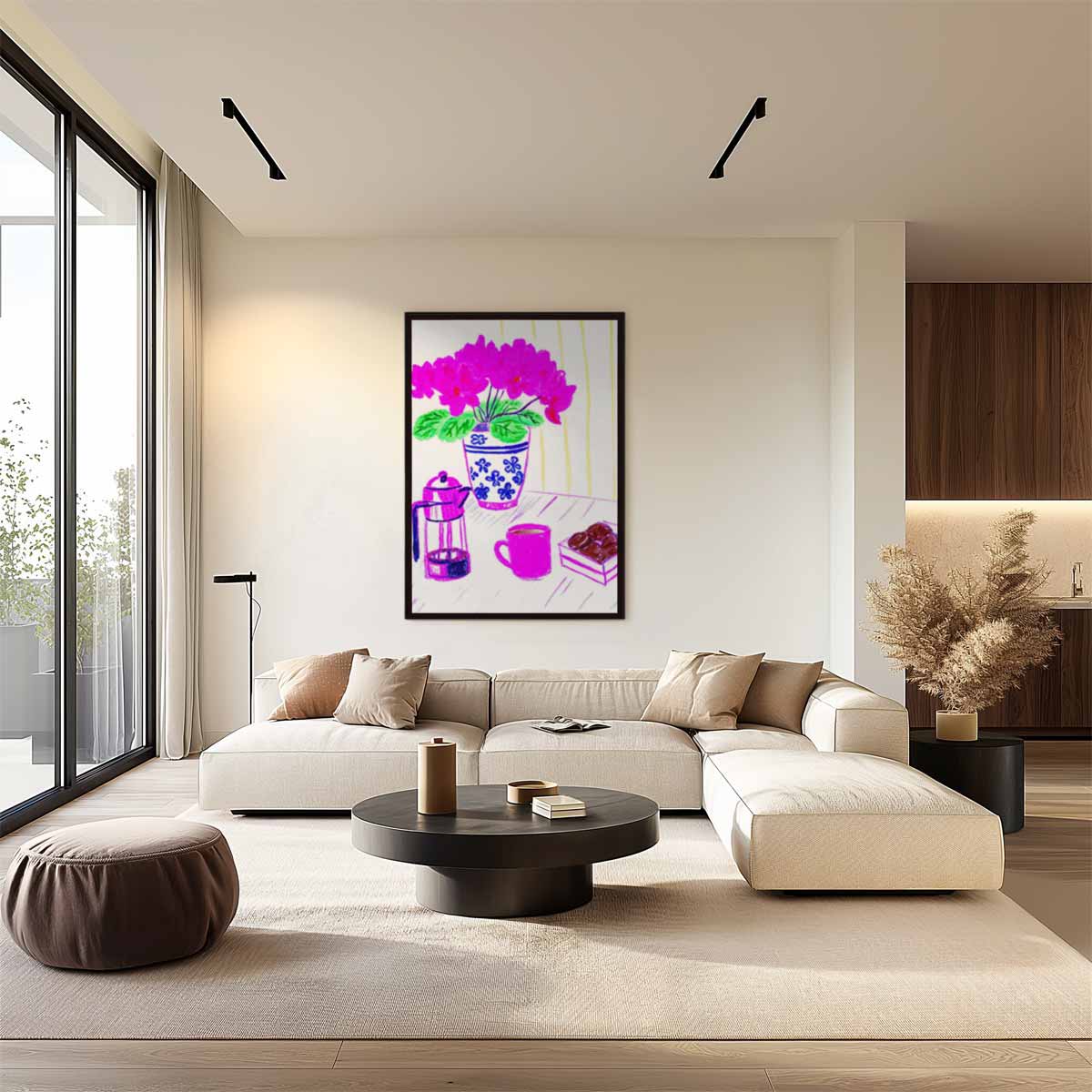 Kleurrijk Ontbijt Tafereel Kunstwerk-canvas-dibond-plexiglas-wanddecoratie-WallArtistic