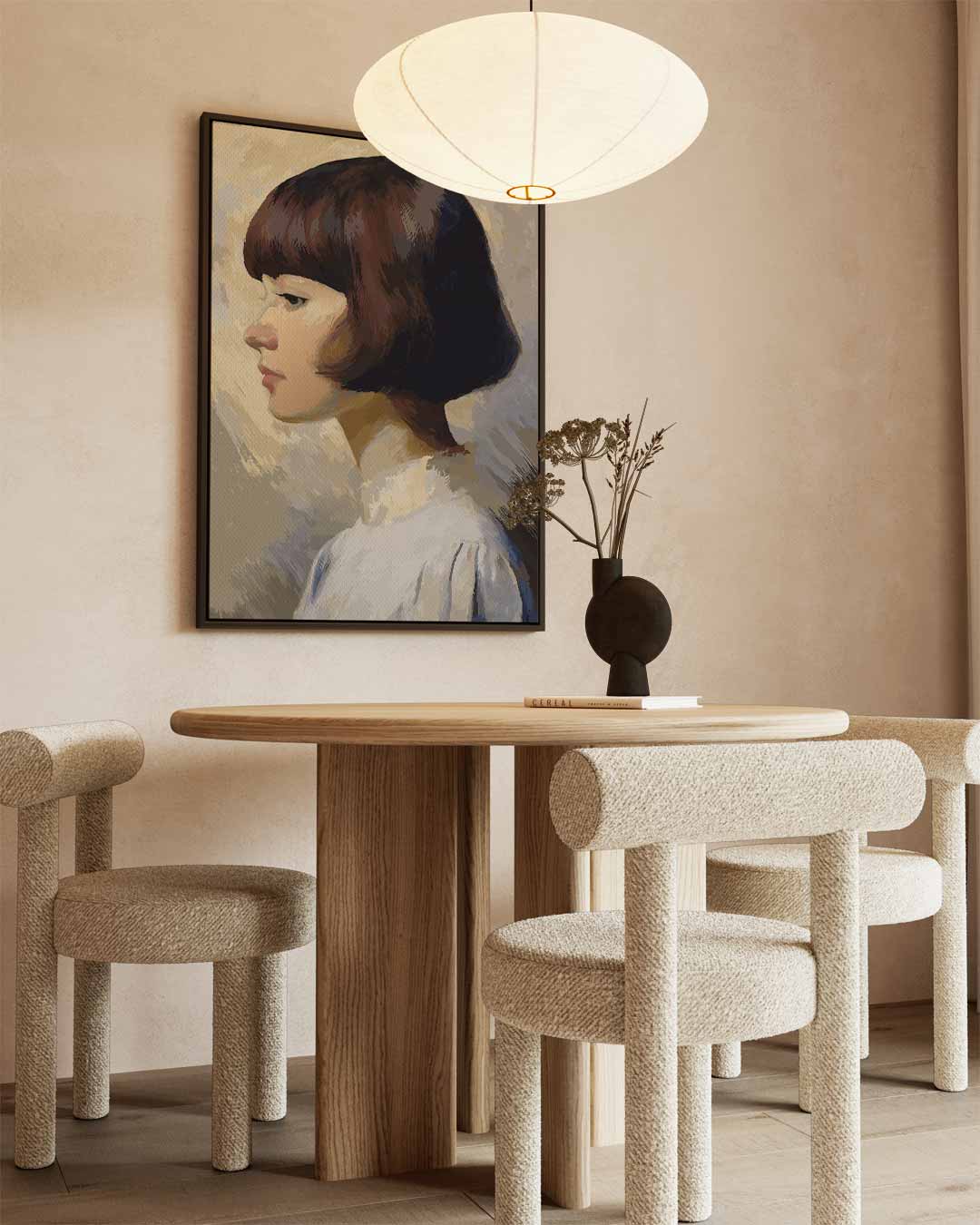 Dromerige Zijaanzicht Portret Kunstwerk-canvas-dibond-plexiglas-wanddecoratie-WallArtistic