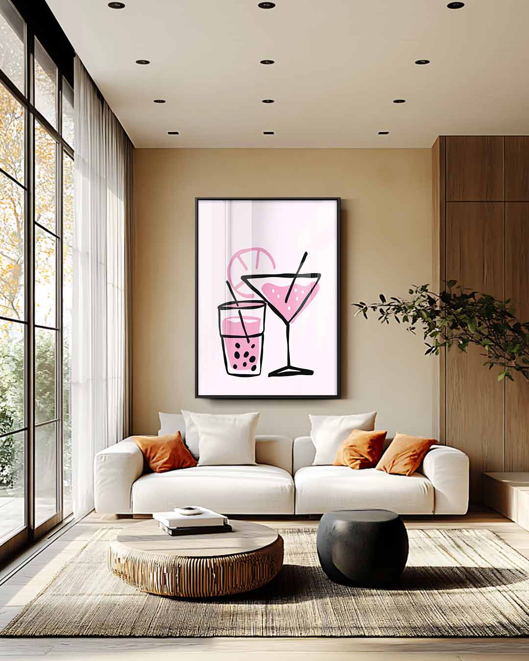 Verfrissende Cocktail Illustratie Kunstwerk-canvas-dibond-plexiglas-wanddecoratie-WallArtistic