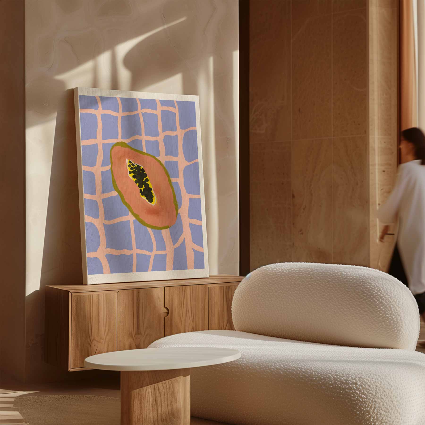 Tropische Papaya Vibes Kunstwerk-canvas-dibond-plexiglas-wanddecoratie-WallArtistic