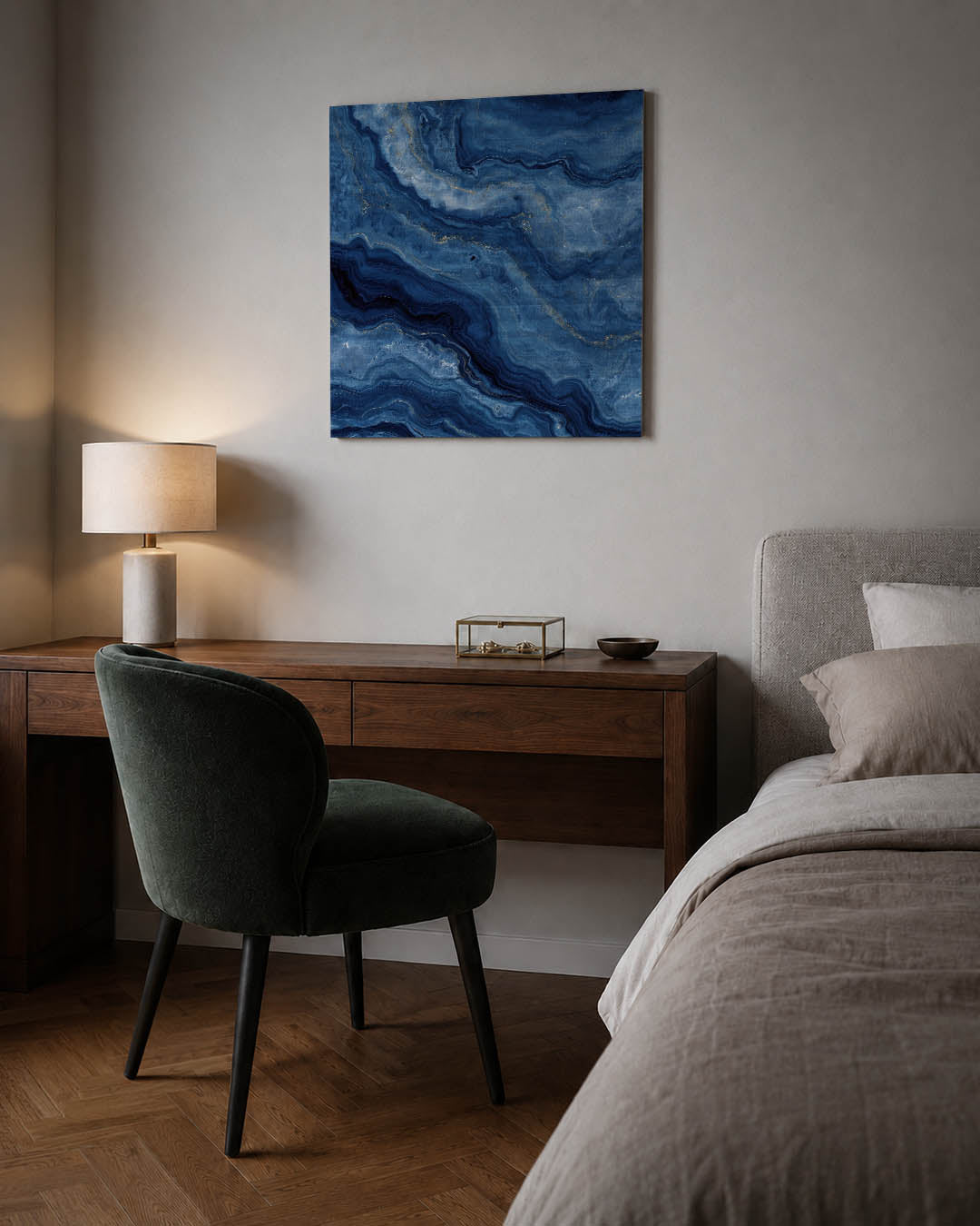 Golvende blauwe patronen Kunstwerk