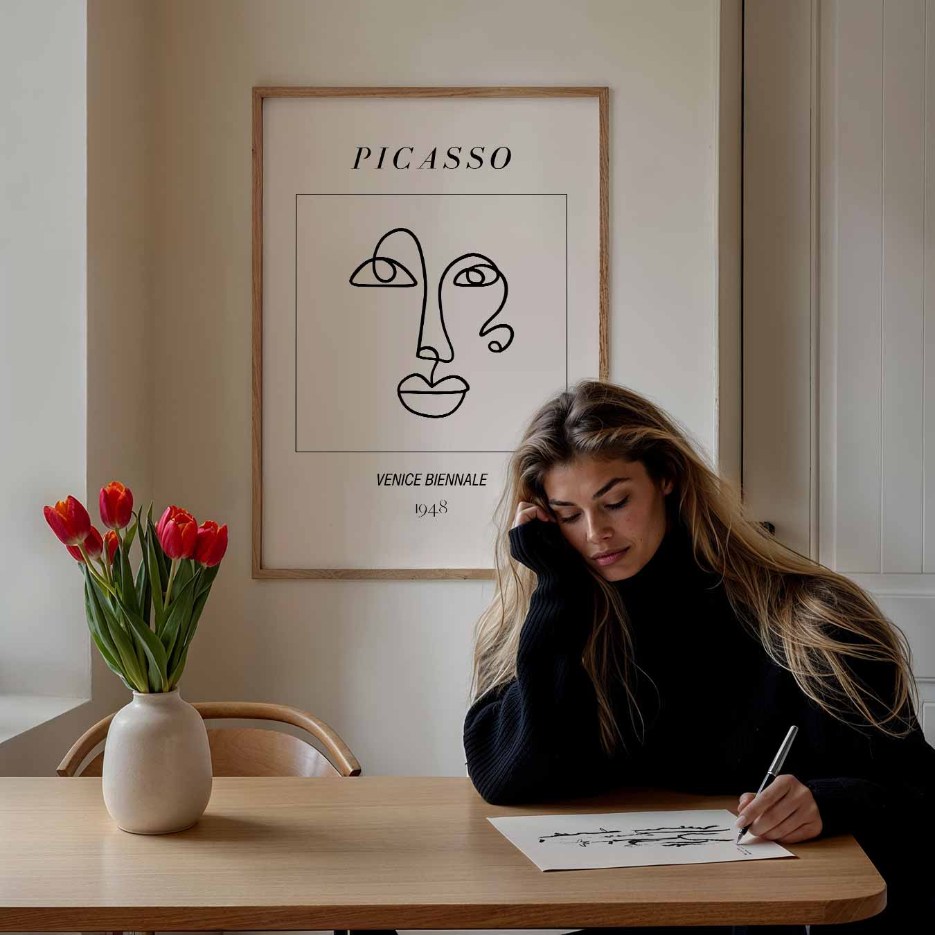Picasso Lijntekening Poster-WallArtistic