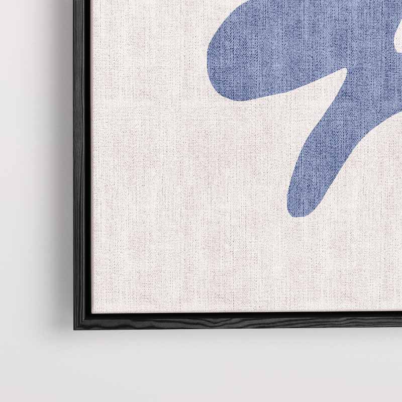 Abstracte Blauwe Vorm op Beige Kunstwerk-canvas-dibond-plexiglas-wanddecoratie-WallArtistic