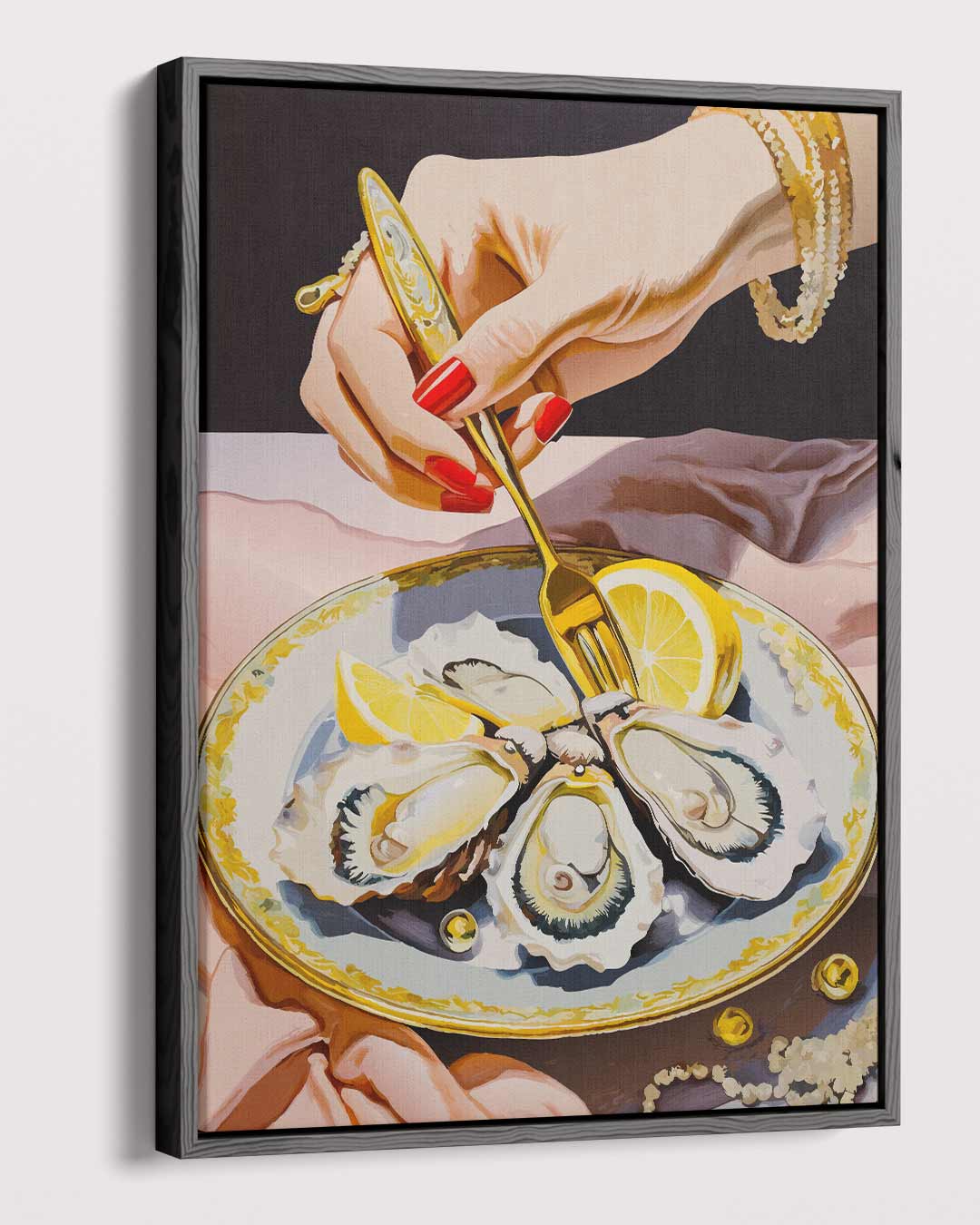 Luxe Oestermaaltijd Schilderij Kunstwerk-canvas-dibond-plexiglas-wanddecoratie-WallArtistic