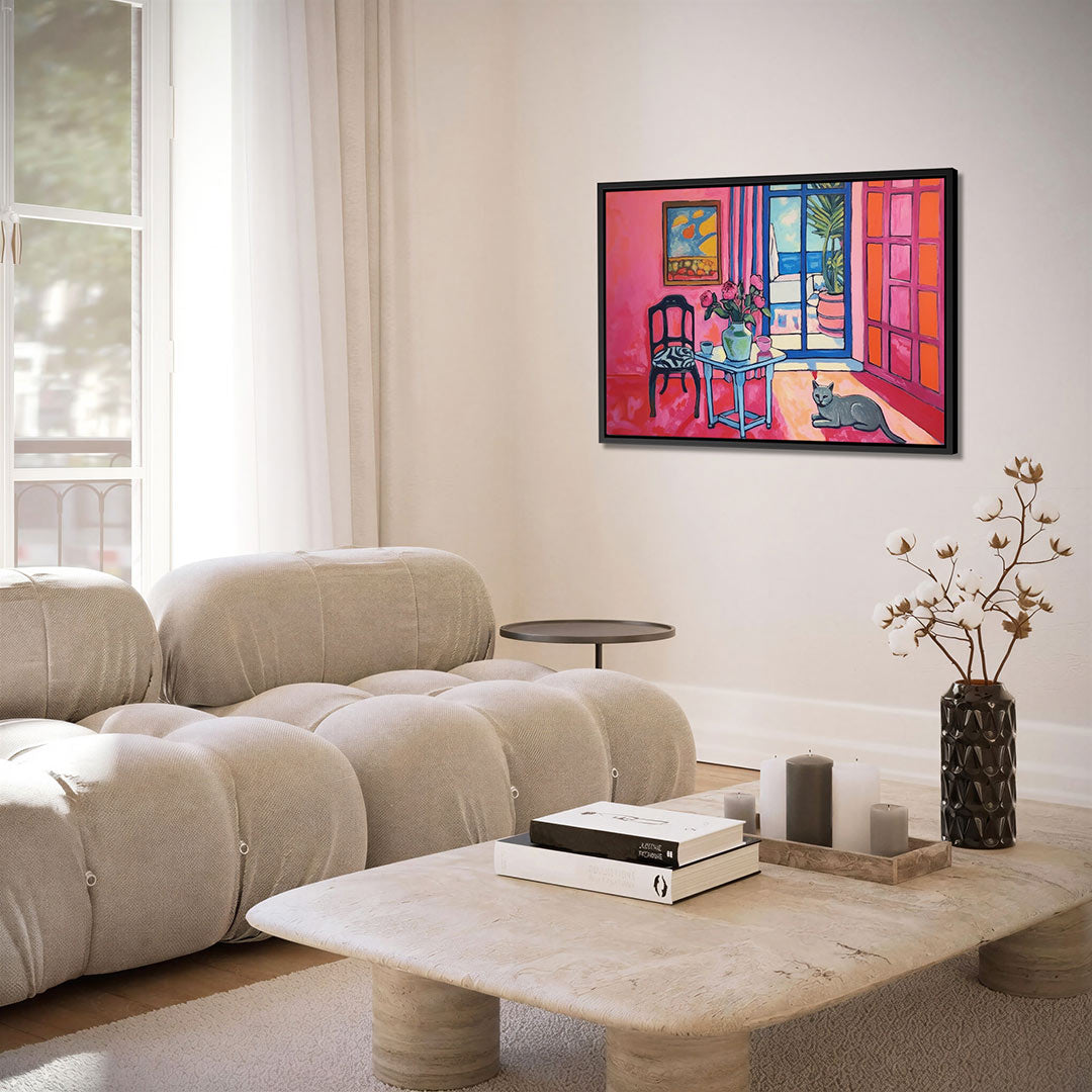 Interieur met kat Kunstwerk