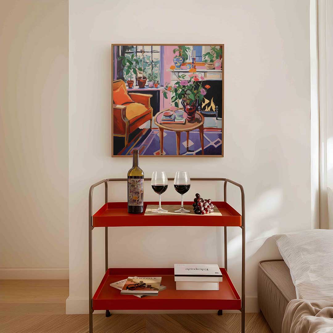 Interieur met bloemen Poster