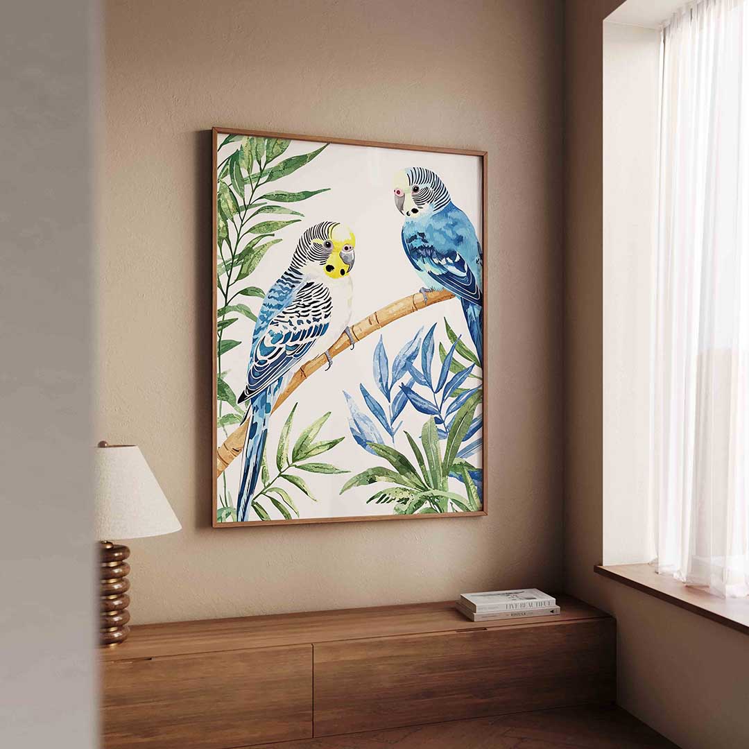 Parkieten op tak Poster