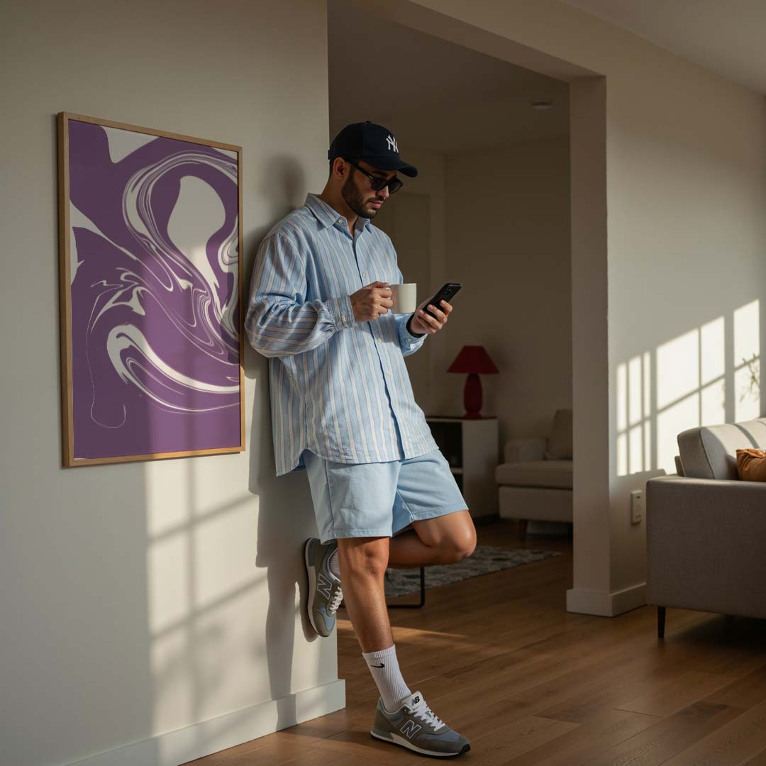 Abstracte Paarse Marmering Poster-WallArtistic