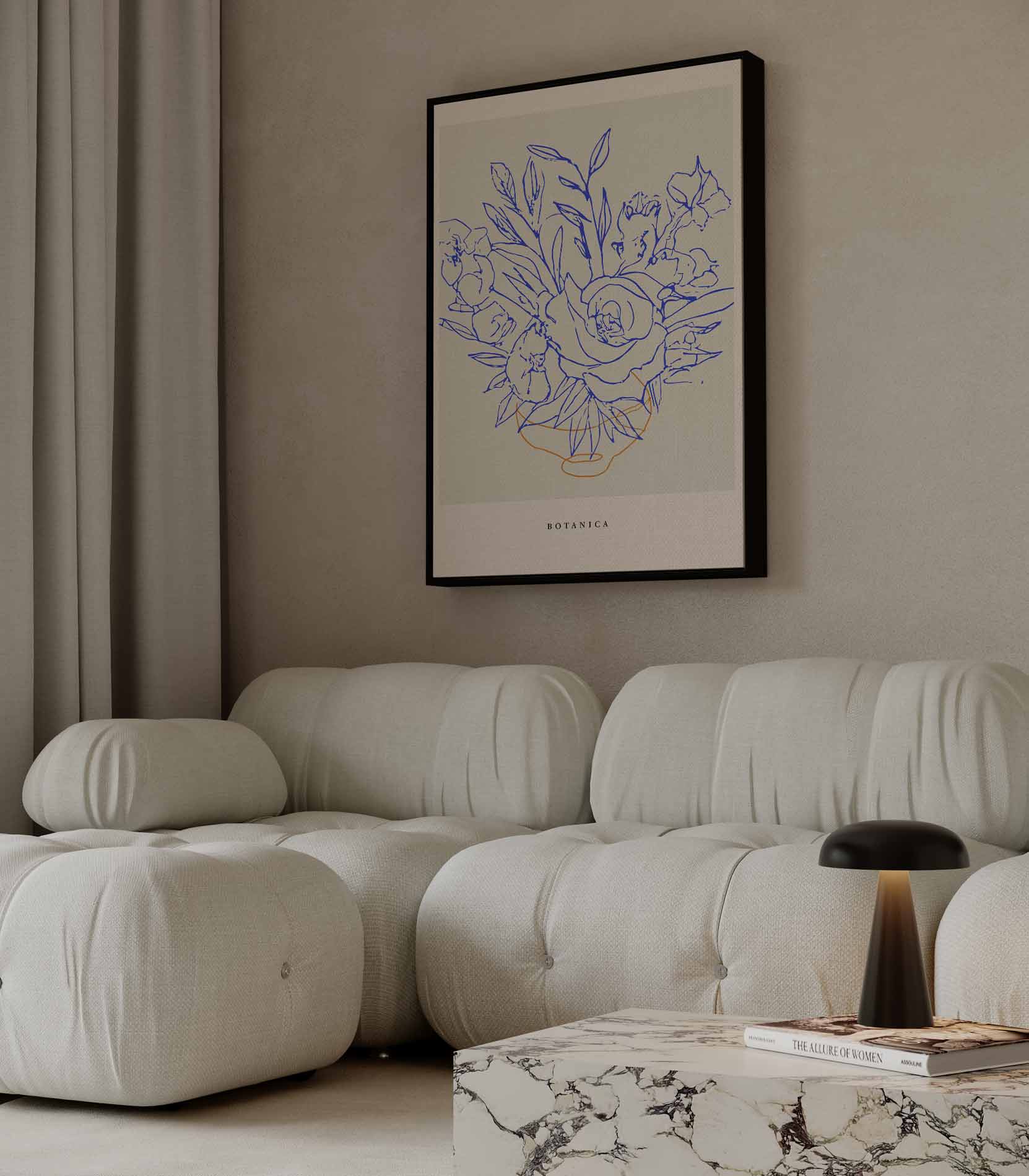 Botanica Bloemenschets Kunstwerk-canvas-dibond-plexiglas-wanddecoratie-WallArtistic