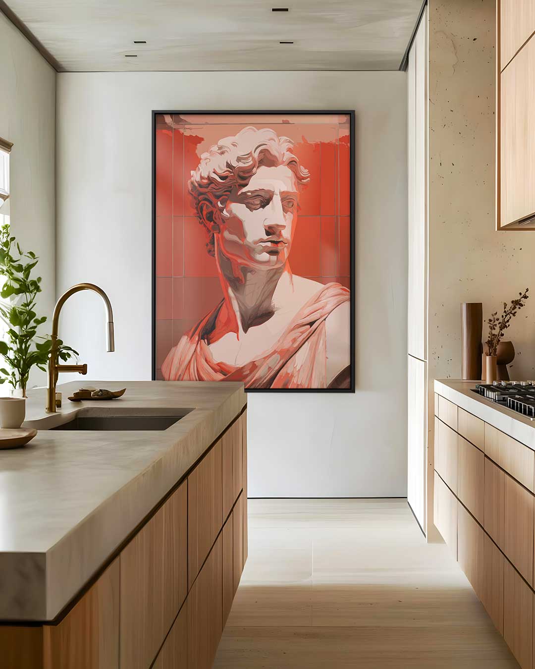 Klassieke Beeltenis in Rood Kunstwerk-canvas-dibond-plexiglas-wanddecoratie-WallArtistic