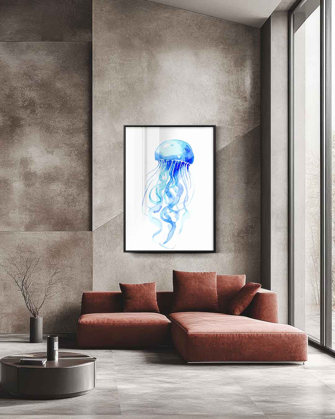 Dromerige Kwallen Waterverf Schilderij Kunstwerk-canvas-dibond-plexiglas-wanddecoratie-WallArtistic