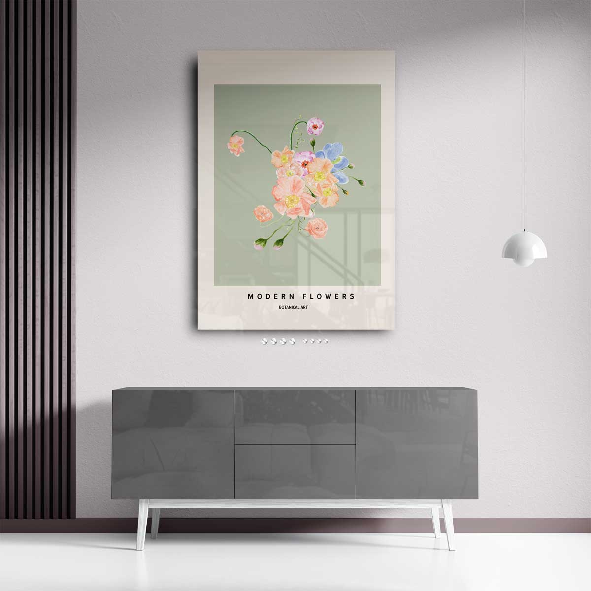 Bloeiende Moderne Botanicals Kunstwerk-canvas-dibond-plexiglas-wanddecoratie-WallArtistic