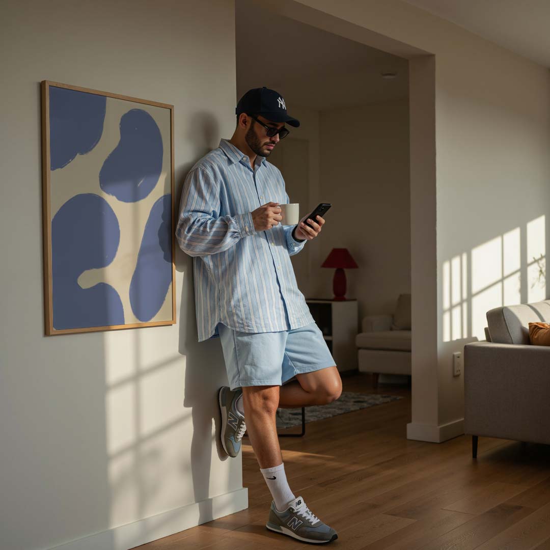 Abstracte Blauwe Vormen Poster-WallArtistic