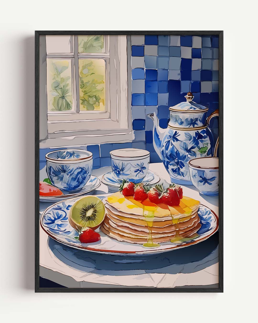 Ontbijt in Blauw Servies Poster-WallArtistic