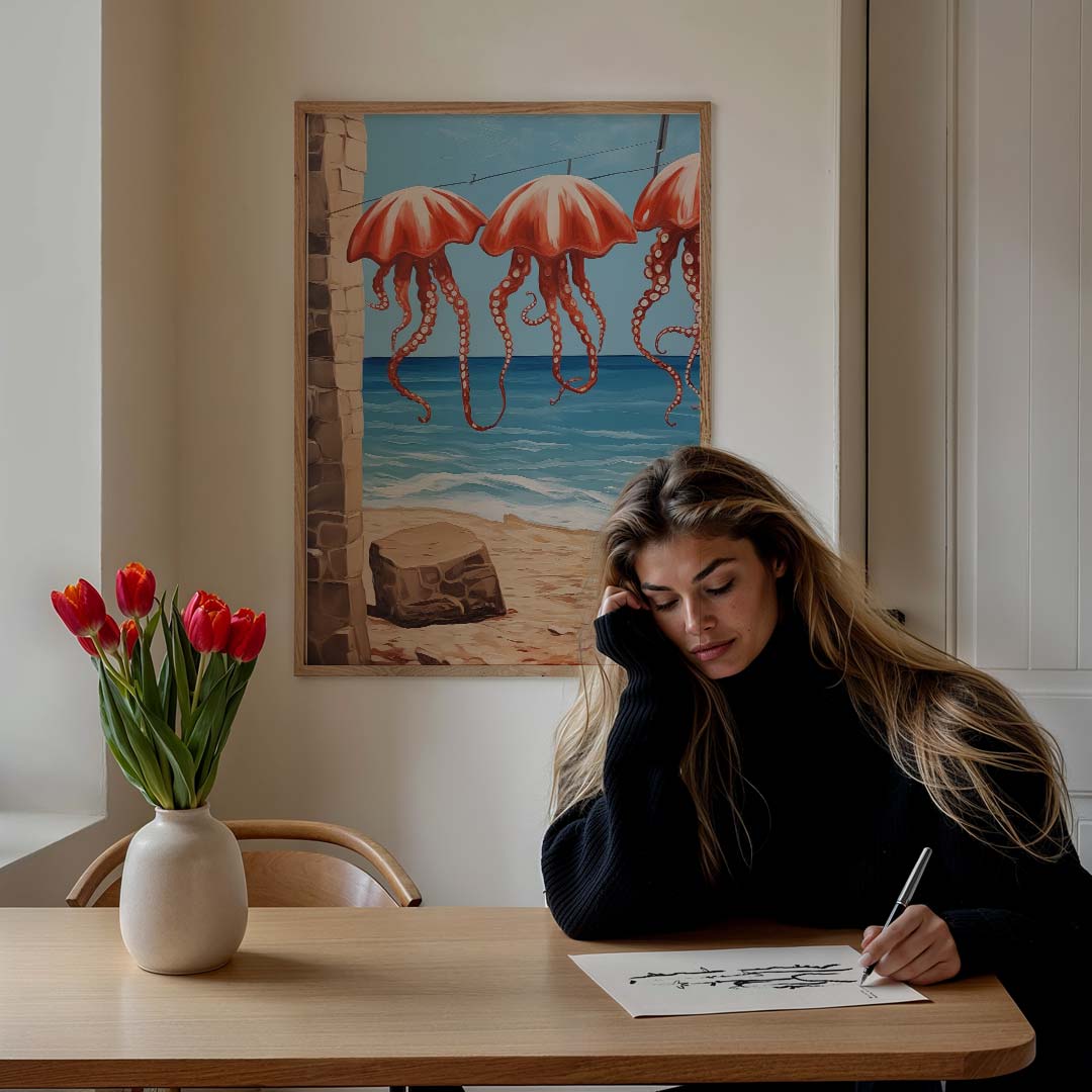 Dromerige Medusen aan Zee Poster-WallArtistic