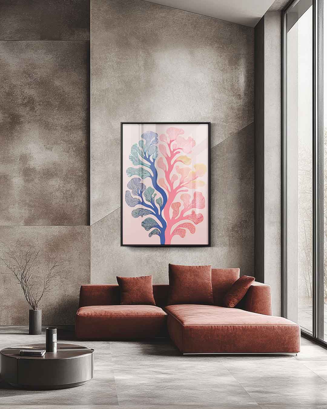 Kleurrijke Koraaldroom Kunstwerk-canvas-dibond-plexiglas-wanddecoratie-WallArtistic