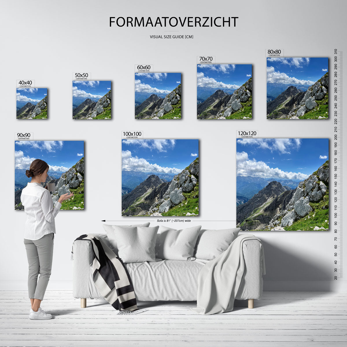 Berglandschap met wolken Kunstwerk