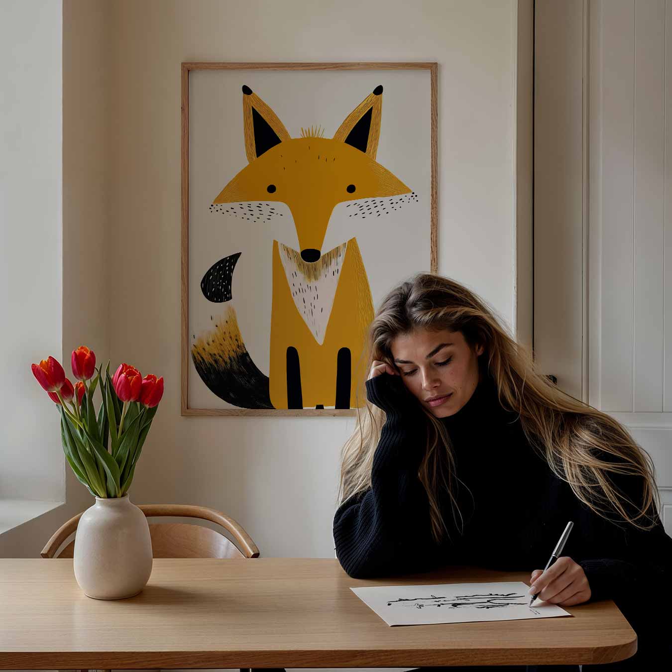Schattige Vos Illustratie Poster-WallArtistic
