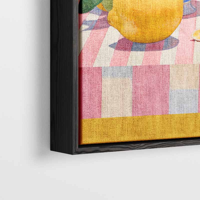 Citroenen in Speelse Strepen Kunstwerk-canvas-dibond-plexiglas-wanddecoratie-WallArtistic