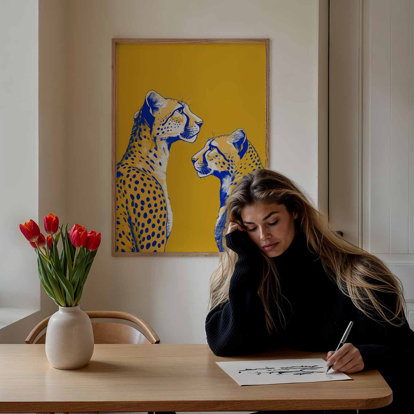 Stijlvolle Gele Luipaard Poster-WallArtistic