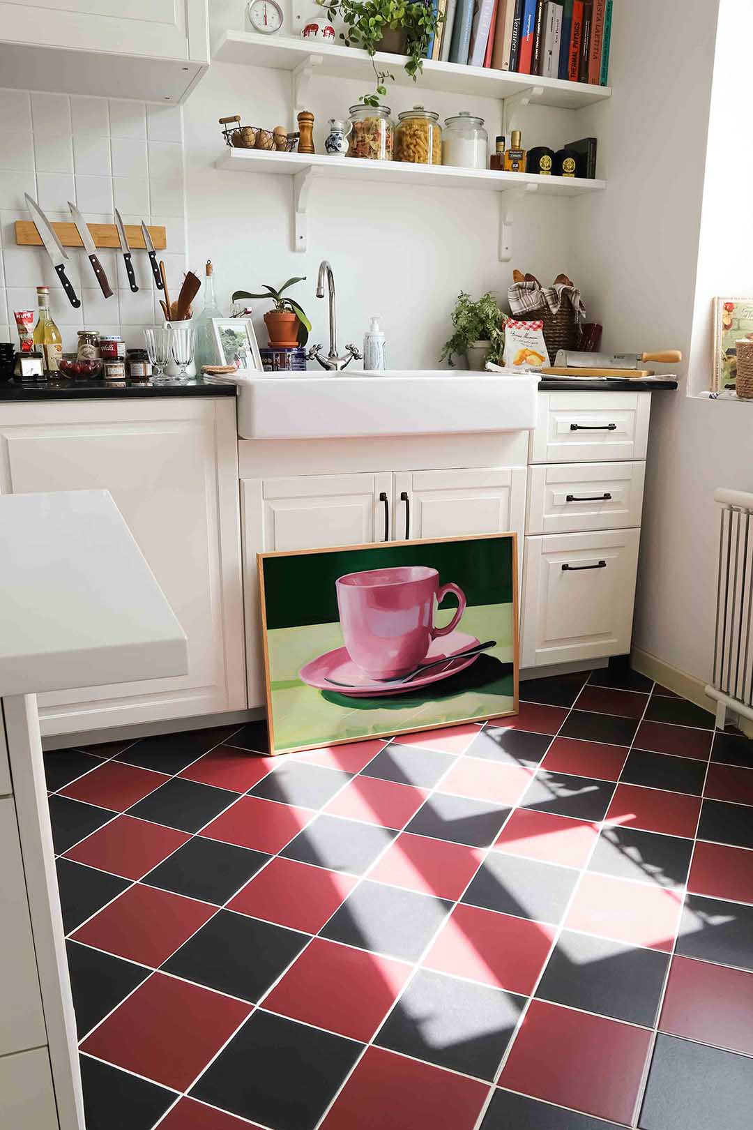 Roze kop en schotel Poster