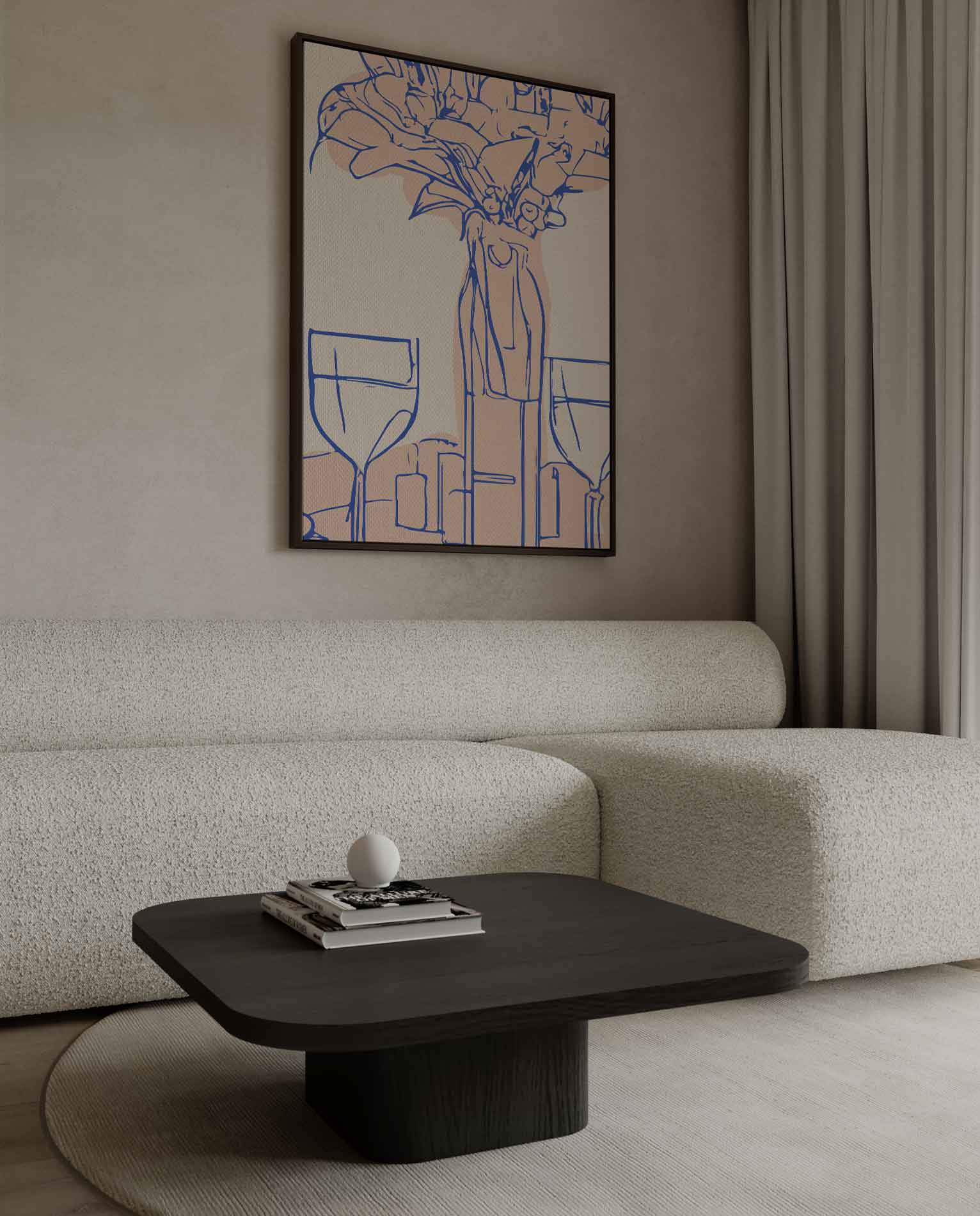 Stilleven met Wijn en Bloemen Kunstwerk-canvas-dibond-plexiglas-wanddecoratie-WallArtistic